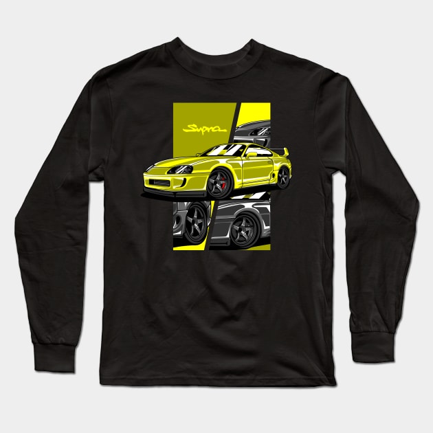 Toyota Supra PicArt Yellow Long Sleeve T-Shirt by aredie19